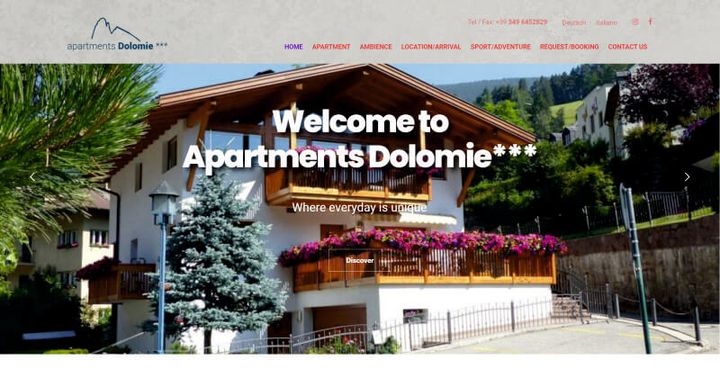 Apartments Dolomie *** – website screenshot