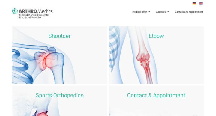 ARTHRO Medics – website screenshot