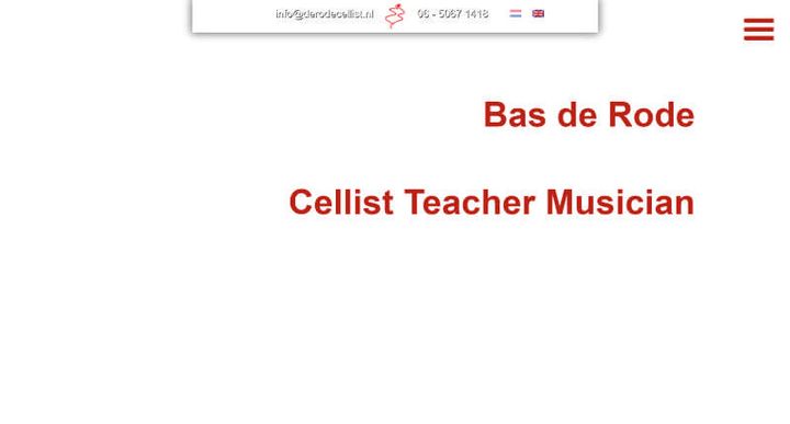 Bas de Rode - cellist docent musicus – 웹사이트 스크린샷