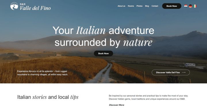 B&B Valle del Fino – website screenshot
