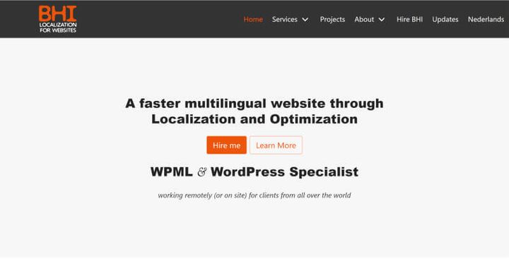 BHI Localization for Websites – website screenshot