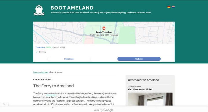 Boot Ameland – 웹사이트 스크린샷