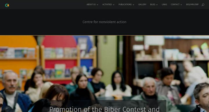 Centre for nonviolent action – website screenshot