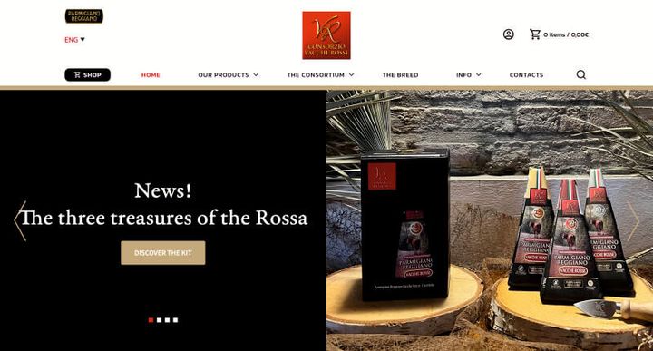 Consorzio Vacche Rosse – 웹사이트 스크린샷