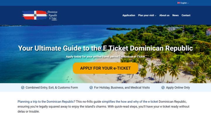 E Ticket Dominican Republic – 웹사이트 스크린샷