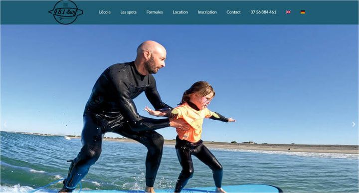 Ecole de surf Audierne – website screenshot