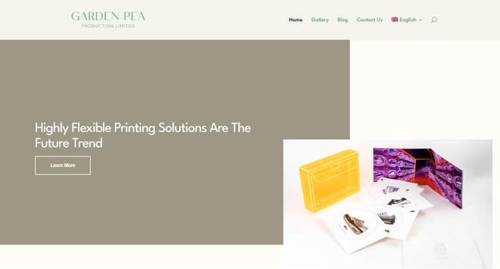 Garden Pea Production printing company – website screenshot
