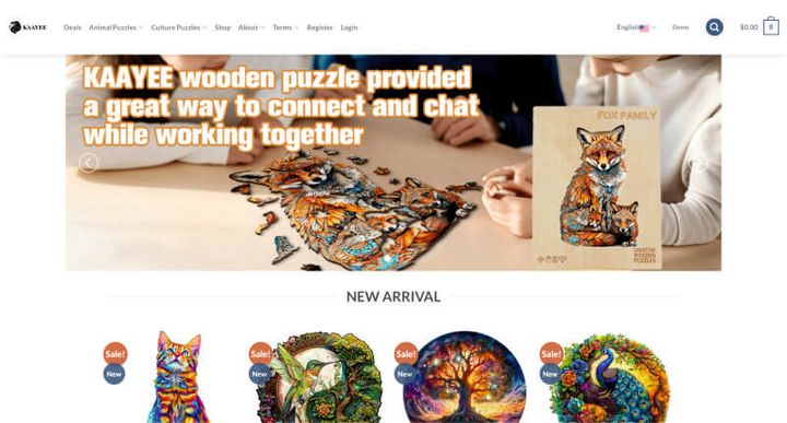KAAYEE Wooden Puzzles – 웹사이트 스크린샷