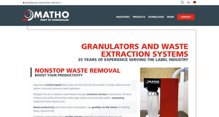 MATHO Absaugtechnik GmbH – 웹사이트 스크린샷