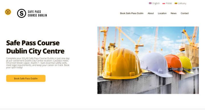 Safe Pass Course Dublin – website screenshot