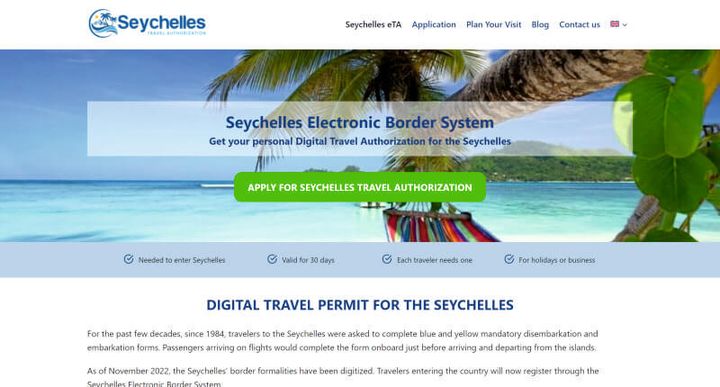 Seychelles Electronic Border System – 웹사이트 스크린샷