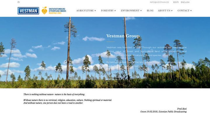 Vestman – website screenshot