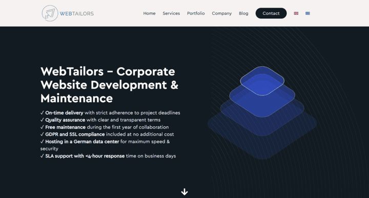 WebTailors – website screenshot
