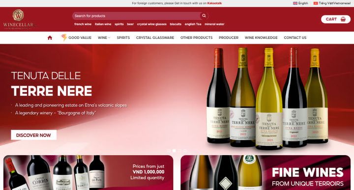 WINECELLAR.vn – 웹사이트 스크린샷