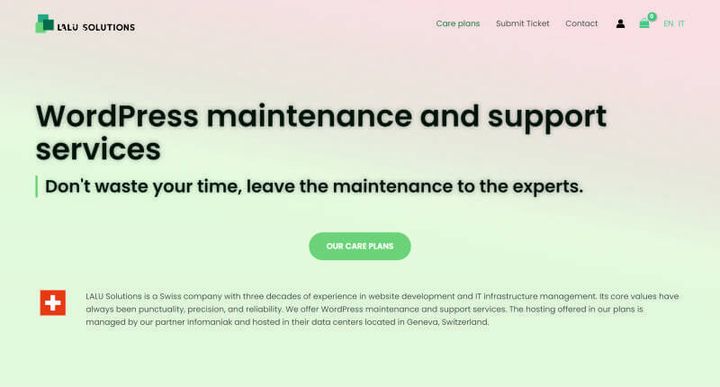 Wordpress Maintenance and Support – 웹사이트 스크린샷