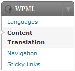 Menu de tradução no WPML
