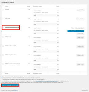 Scan the selected plugins for strings