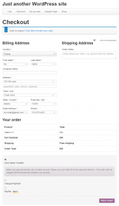 Page de validation de commande de WooCommerce