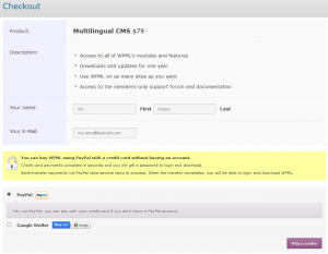 Page de validation de commande sur wpml.org