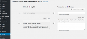 Traducción de un evento con el Editor de traducción de WPML