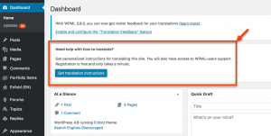 Notice for the end-users with the link to translation instructions