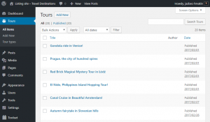 List of custom posts in the backend