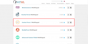 Complemento Contact Form 7 Multilingual en la página de «Descargas» de WPML.