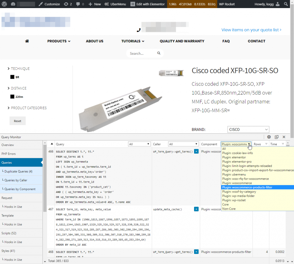 Perfilado de una página de producto individual de WooCommerce