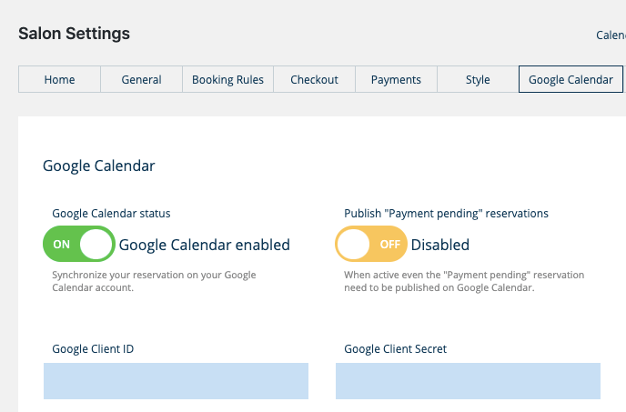 Google カレンダーの設定