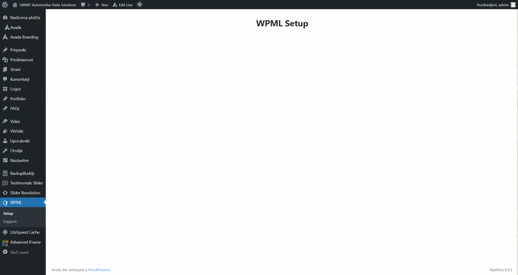 Continuing in the setup wizard without choosing your site languages