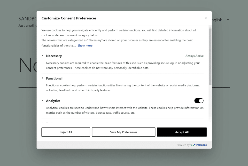 Cookie Consent in English