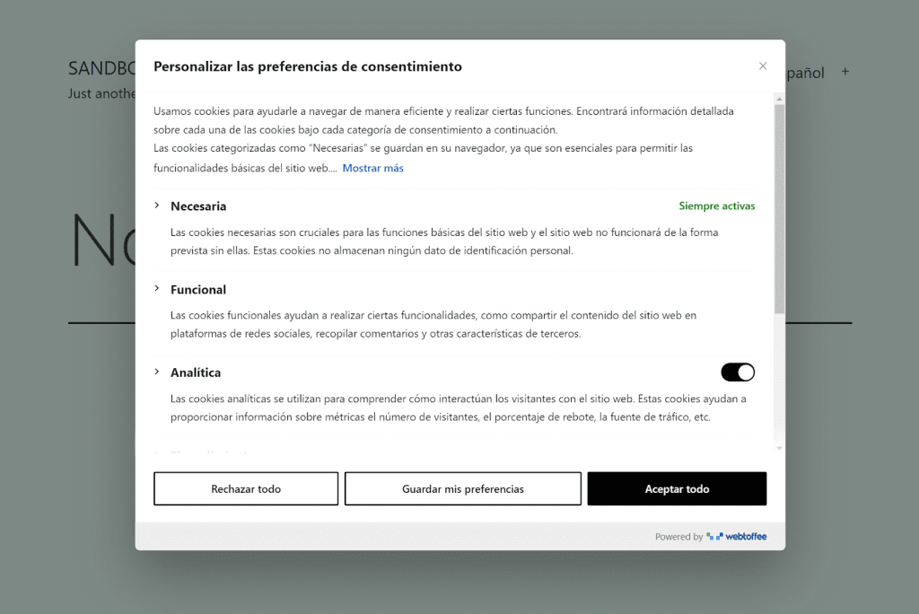 Cookie Consent in Spanish