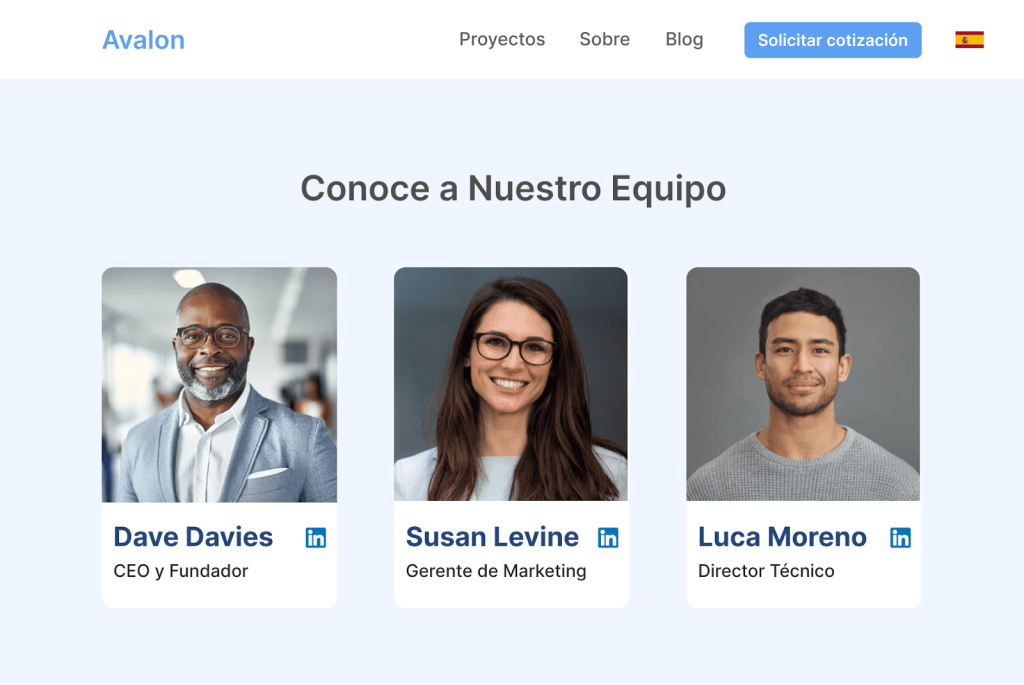Team page in Spanish