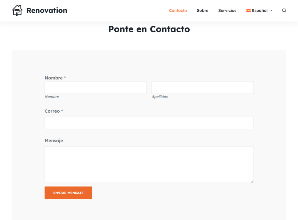 Contact form in Spanish