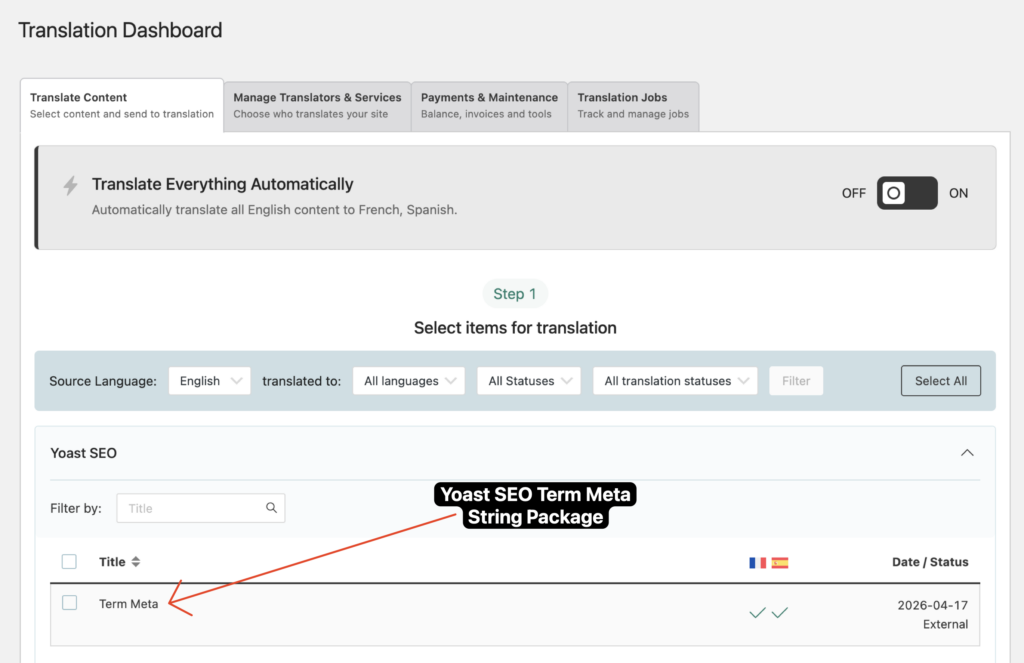 Yoast SEO Term Meta String Package